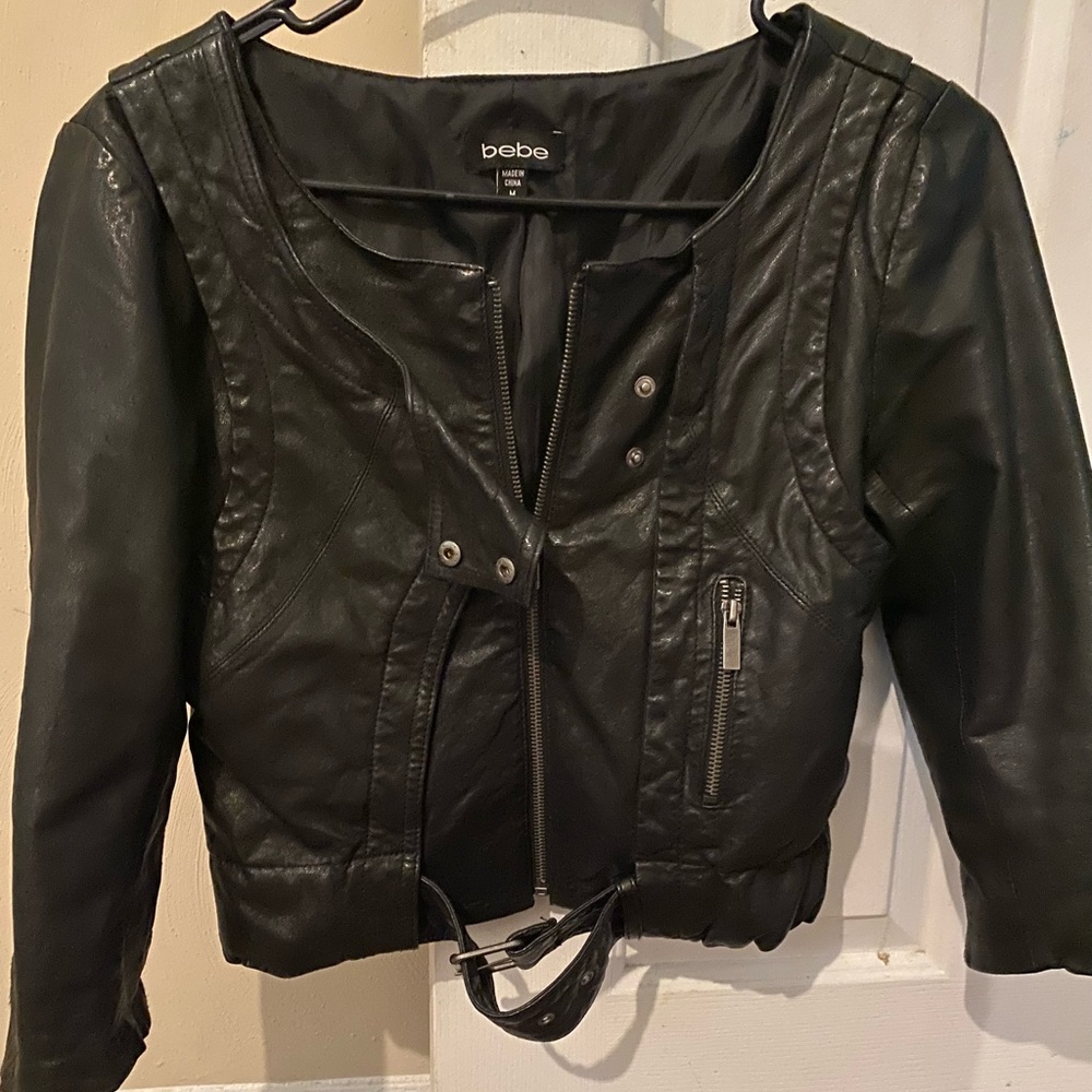 Leather Black bebe jacket never used